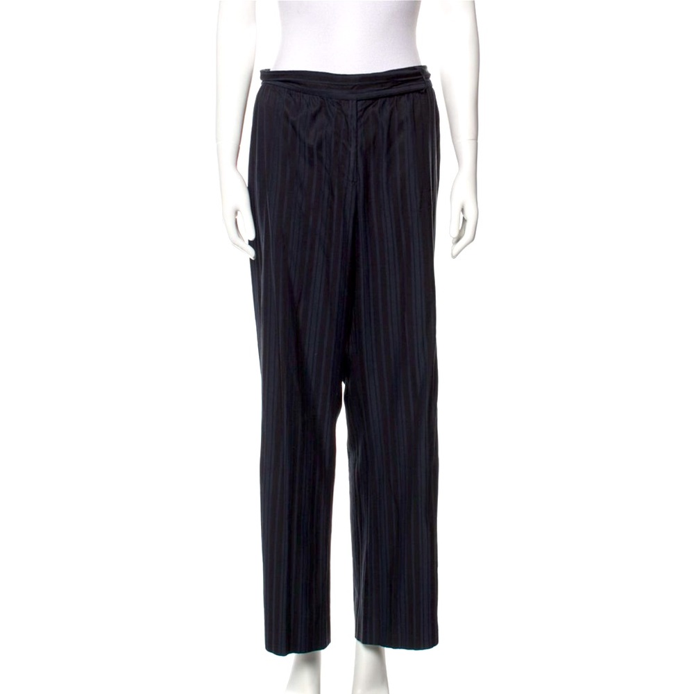 Elie Tahari Striped High Rise Gathered Waist Wide Leg Dress Pants Trousers